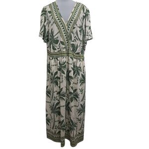 BloomChic  Tropical Palm Print Boho Chic Midi Dress Size 22-24 Multi-Color NWT